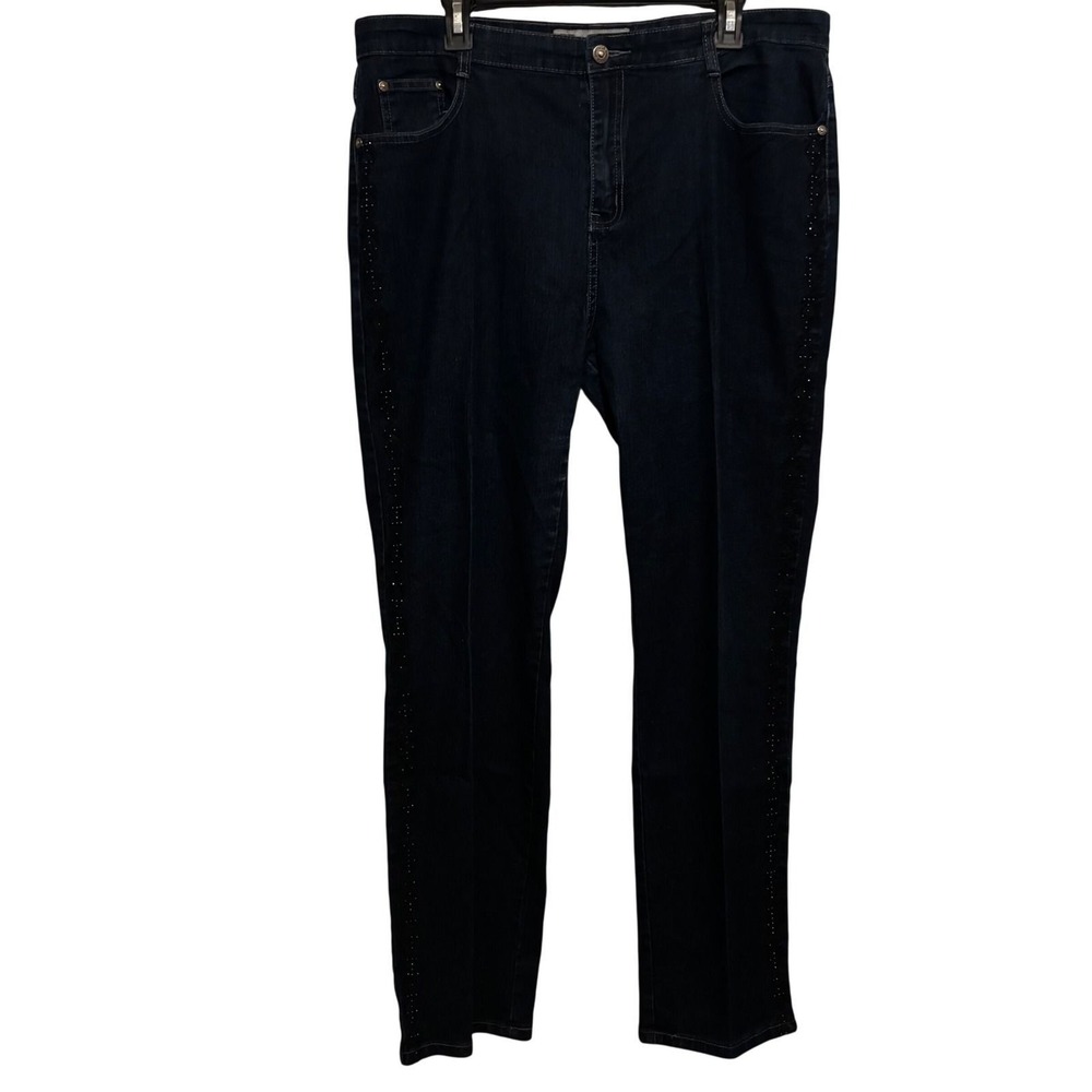 COS Women's Jeans Size 16 High Rise Rhinestone Embellished Denim Blue